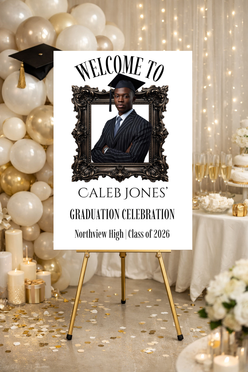 The Graduate Portrait Collection | Done-for-you Editorial Graduation Welcome Sign Templates | Photo Graduation Poster