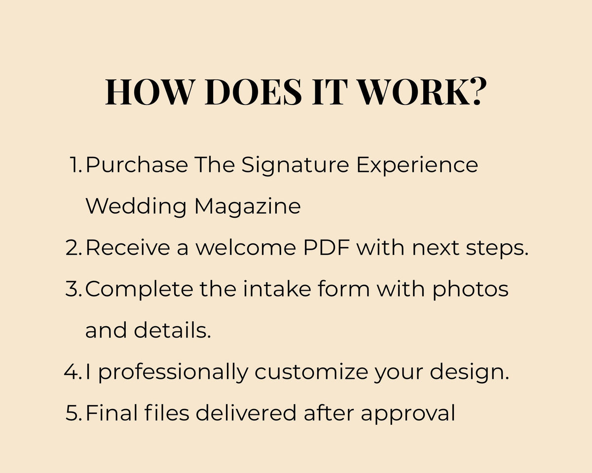 Beige instructions card titled HOW DOES IT WORK? with numbered steps for customization