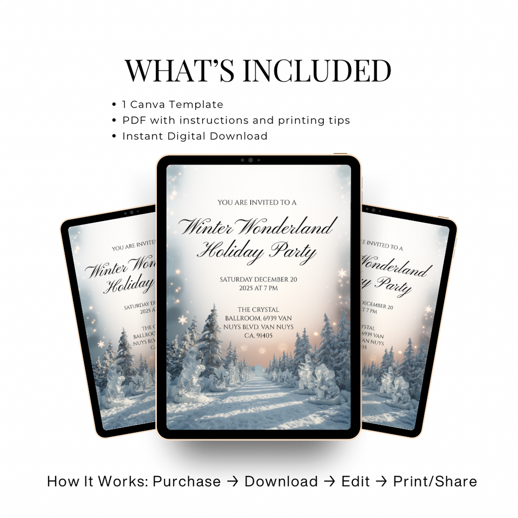 Winter Wonderland Invitation | Elegant Snowy Canva Template