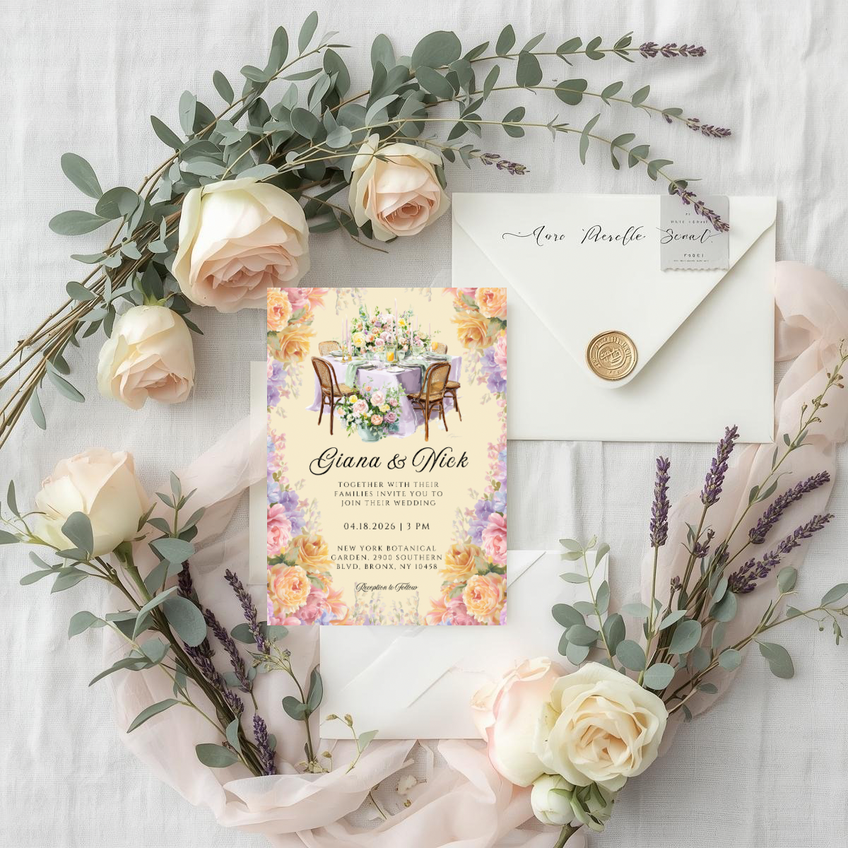 Romantic Floral Wedding Invitation Suite Canva Template | Editable Save the Date, RSVP, Details, Thank You