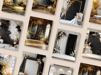 Black, Gold, and White Luxe Background Pack