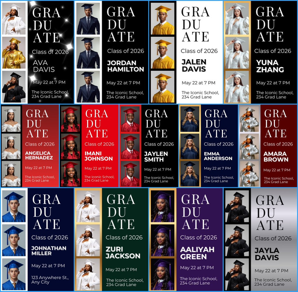 The Graduate Campaign Pack | 2026 Graduation Template | 13 Modern Grad Invitations | High School & College Senior Announcements | Canva Editable