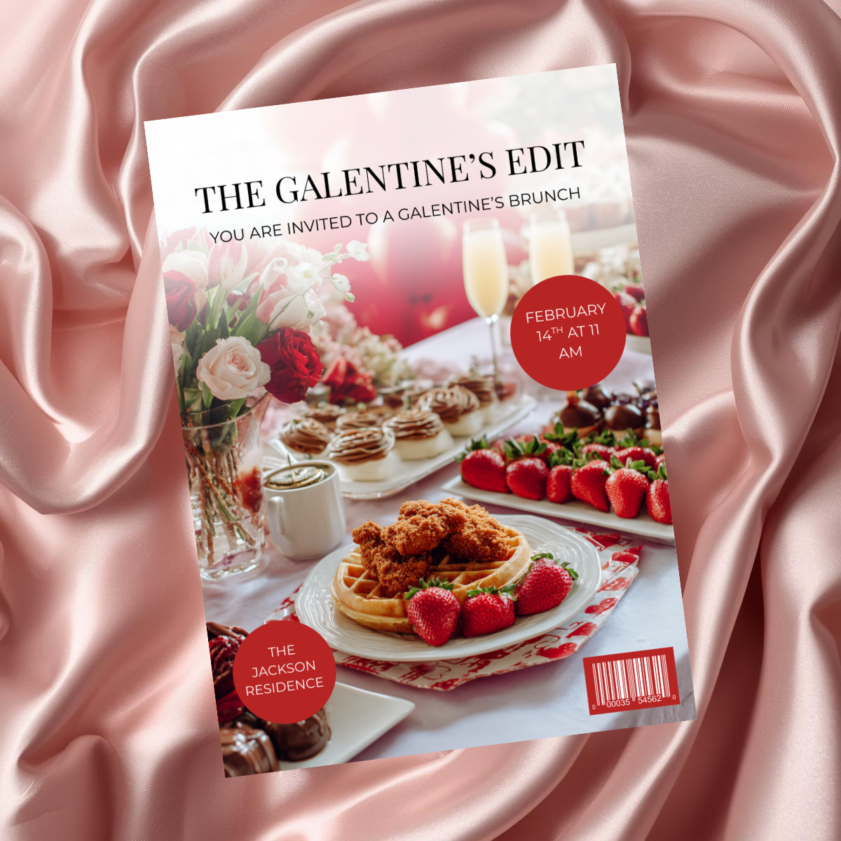 Magazine Style Galentine’s Brunch Invitation | Editable Canva Template