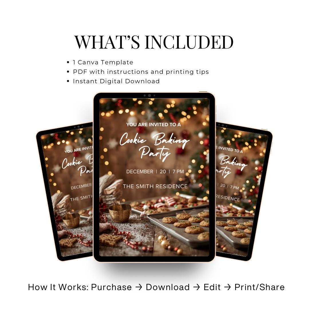 Cookie Baking Party Invitation | Editable Canva Invitation Template