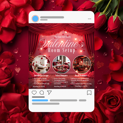Valentine’s Room Setup Instagram Flyer |  Sweetheart Glow Canva Template