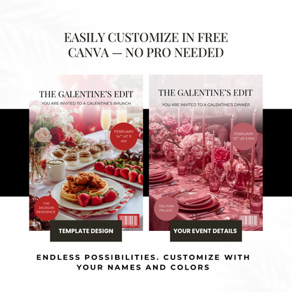 Magazine Style Galentine’s Brunch Invitation | Editable Canva Template