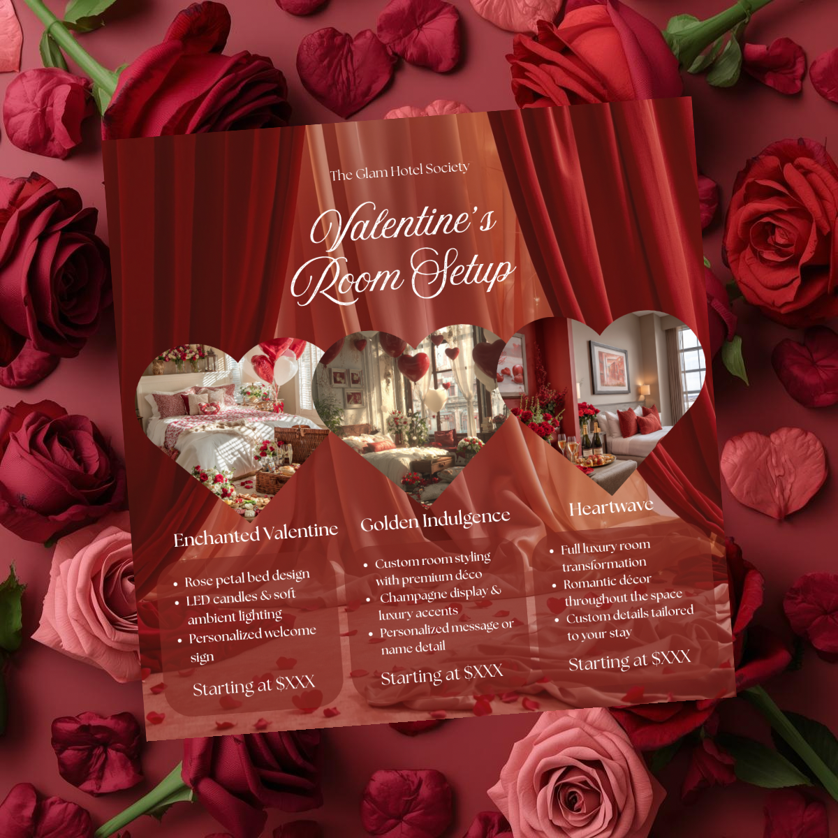 Valentine’s Room Setup Instagram Flyer | Hearts in Bloom Canva Template
