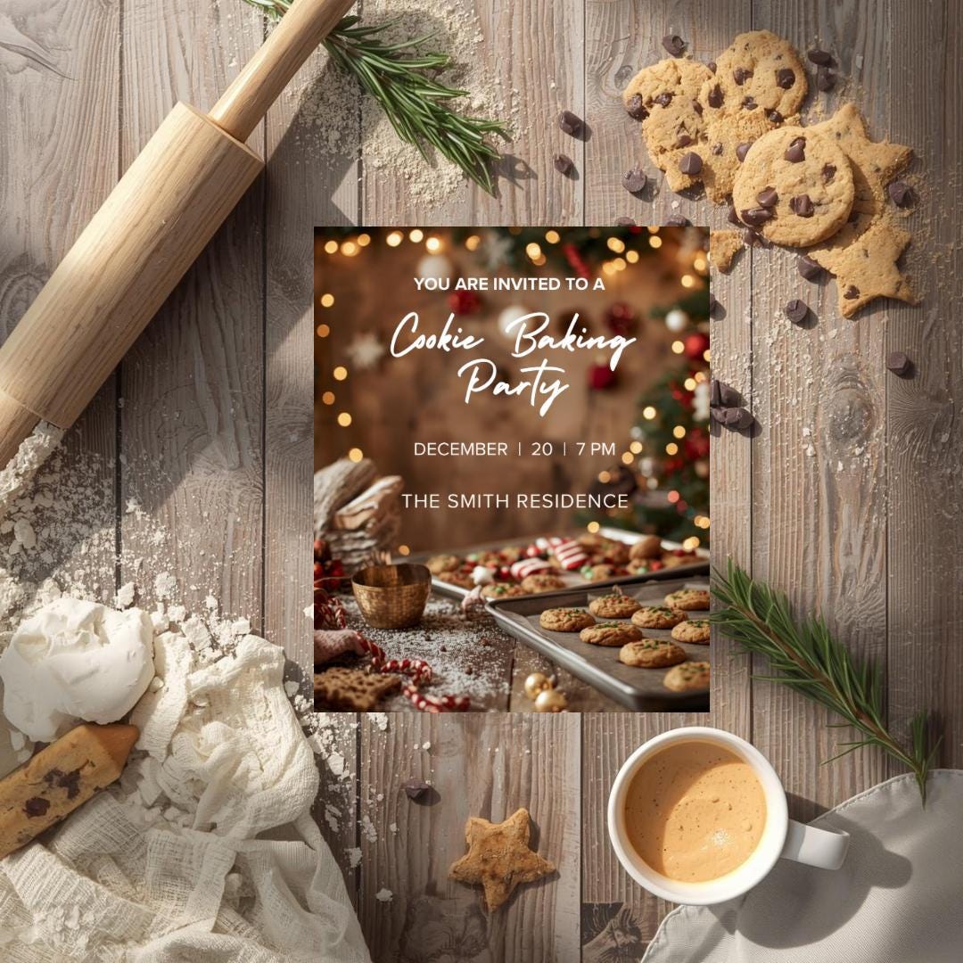 Cookie Baking Party Invitation | Editable Canva Invitation Template