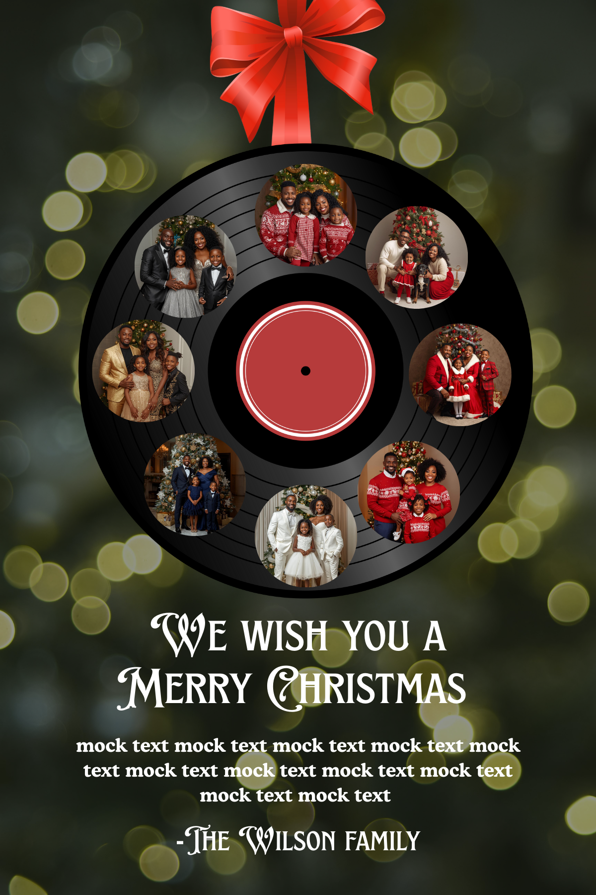 Holiday Vinyl Record Christmas Card | Editable Canva Template