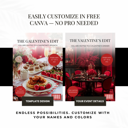 Magazine Style Galentine’s Brunch Invitation | Editable Canva Template