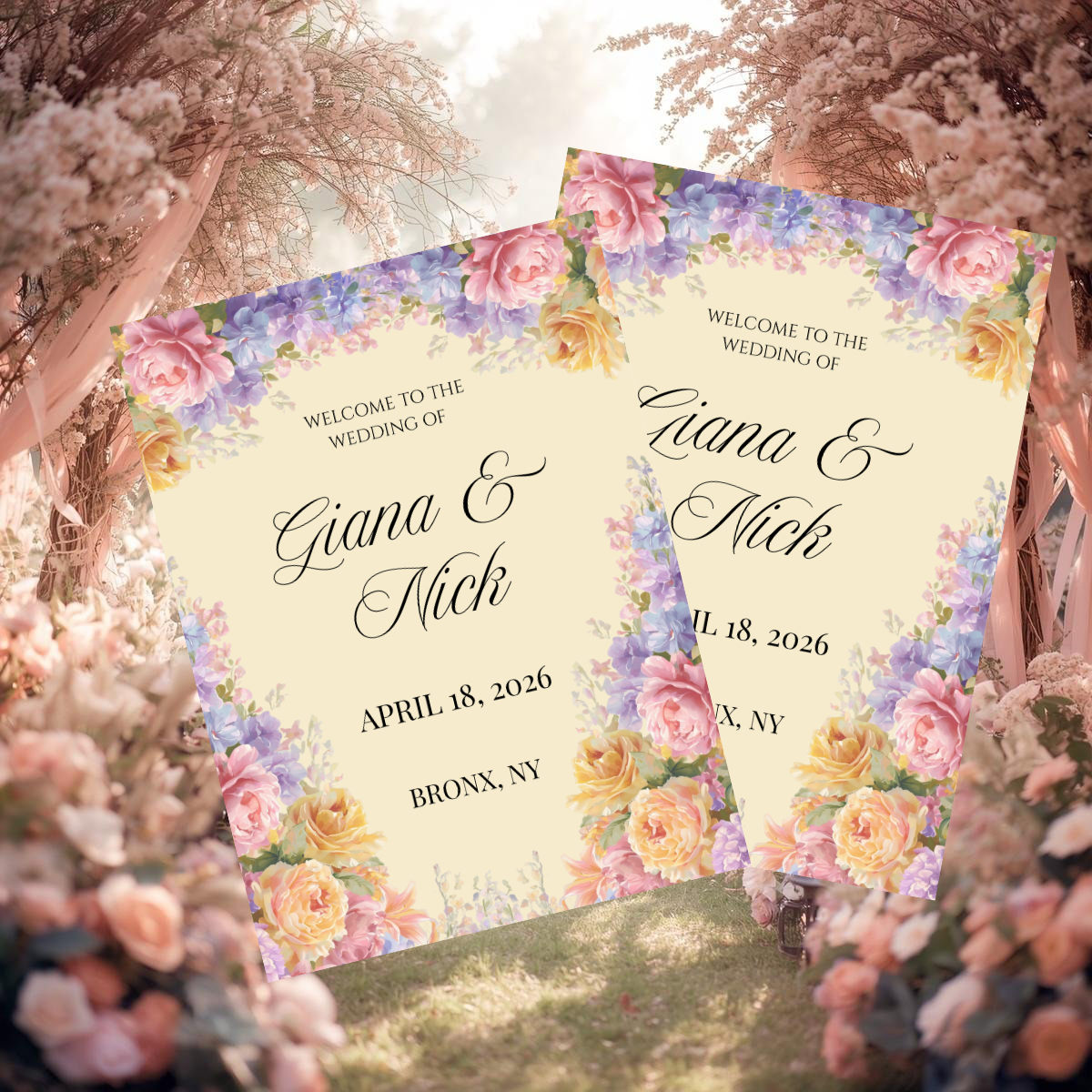 Romantic Floral Wedding Invitation Suite Canva Template | Editable Save the Date, RSVP, Details, Thank You