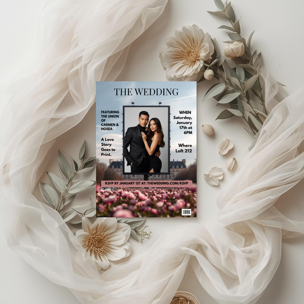 BILLBOARD LOVE STORY | EDITORIAL WEDDING INVITATION TEMPLATE