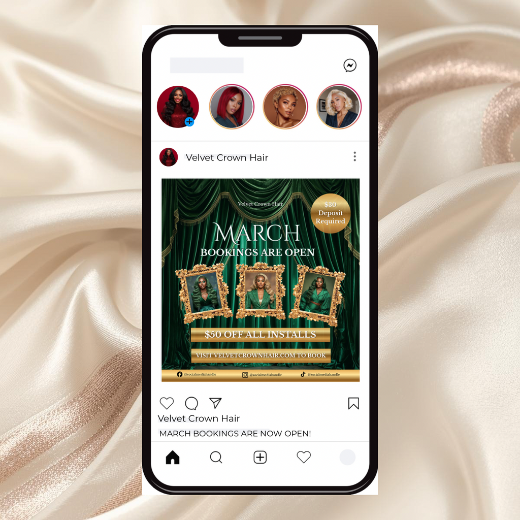 March Hair Stylist Booking Template | Editable Canva Instagram Flyer | Salon Promo Special