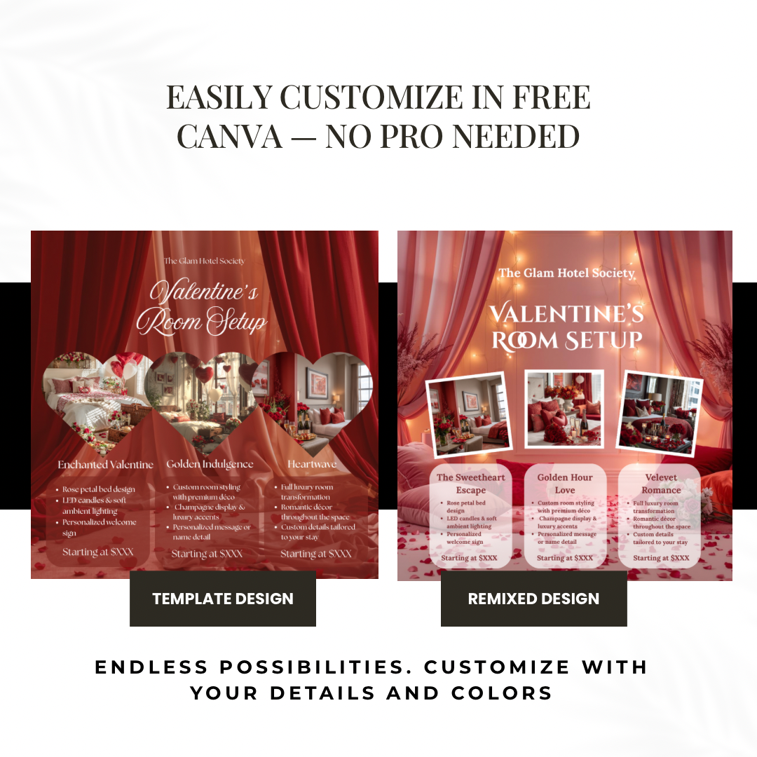 Valentine’s Room Setup Instagram Flyer | Hearts in Bloom Canva Template