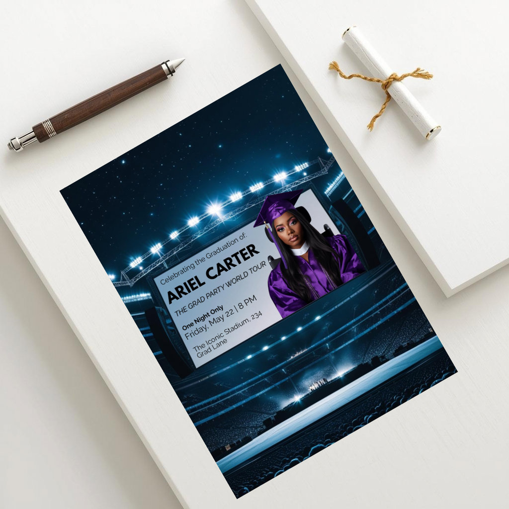World Tour Graduation Party Invite | Semi-Custom Concert Poster Grad Flyer | Editable Class of 2026 Template | Superstar Senior Announcement