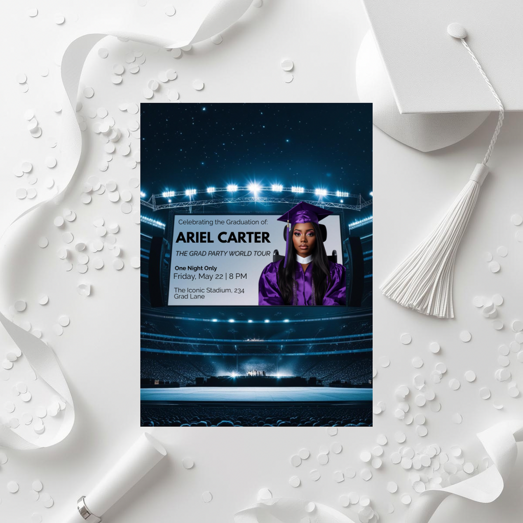 World Tour Graduation Party Invite | Semi-Custom Concert Poster Grad Flyer | Editable Class of 2026 Template | Superstar Senior Announcement