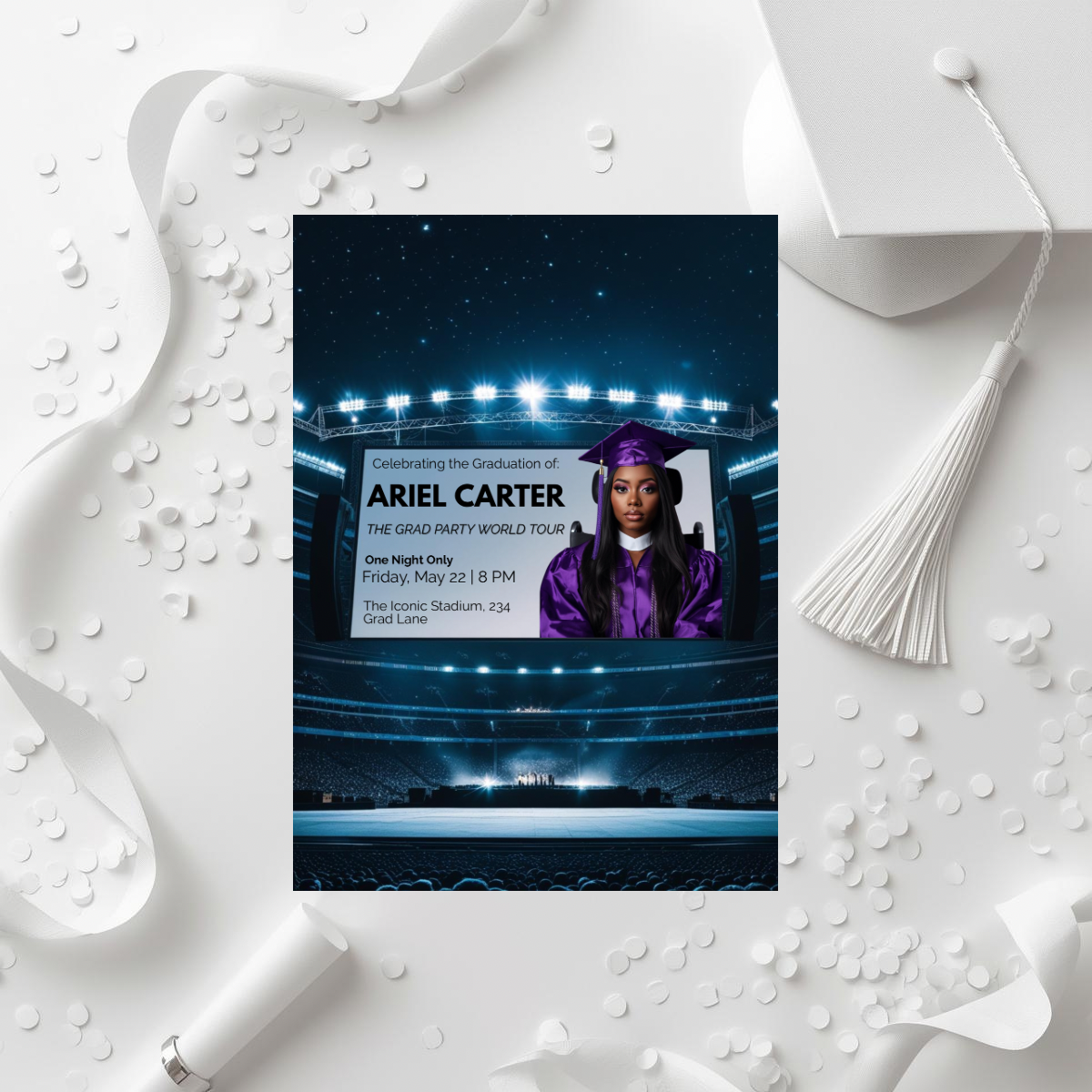 World Tour Graduation Party Invite | Semi-Custom Concert Poster Grad Flyer | Editable Class of 2026 Template | Superstar Senior Announcement