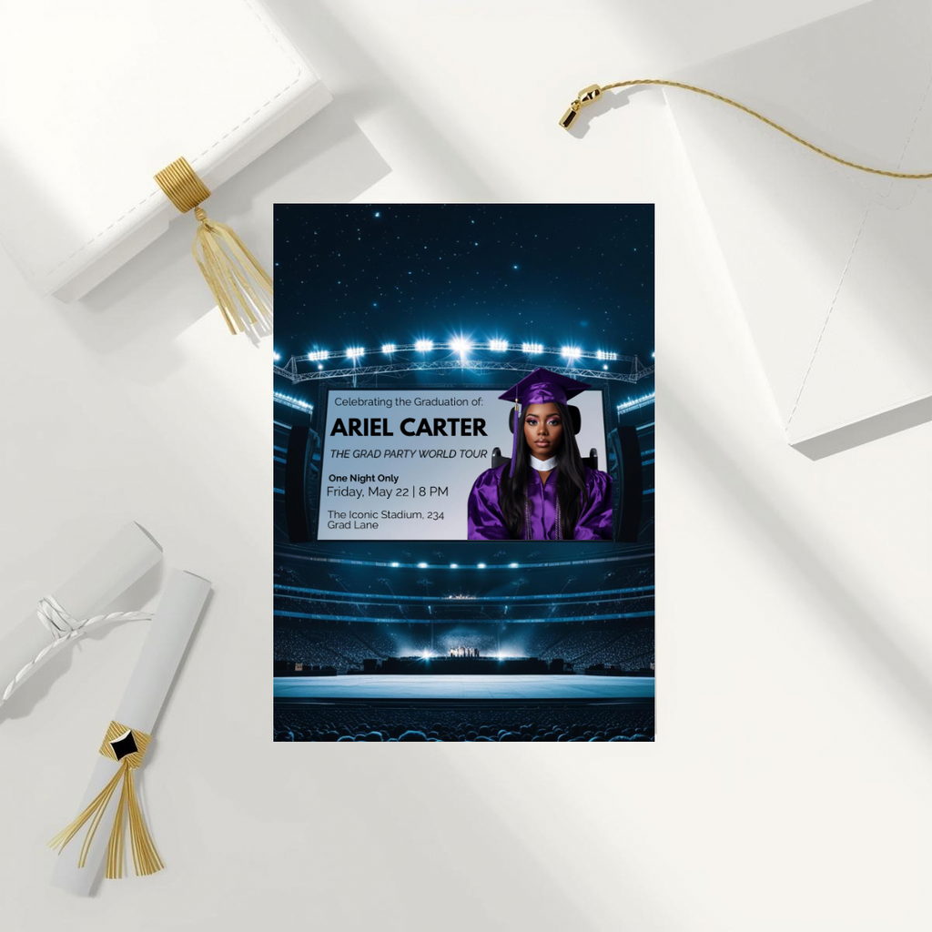 World Tour Graduation Party Invite | Semi-Custom Concert Poster Grad Flyer | Editable Class of 2026 Template | Superstar Senior Announcement
