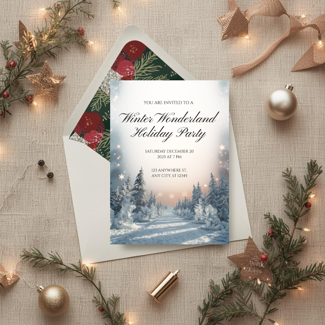 Winter Wonderland Invitation | Elegant Snowy Canva Template