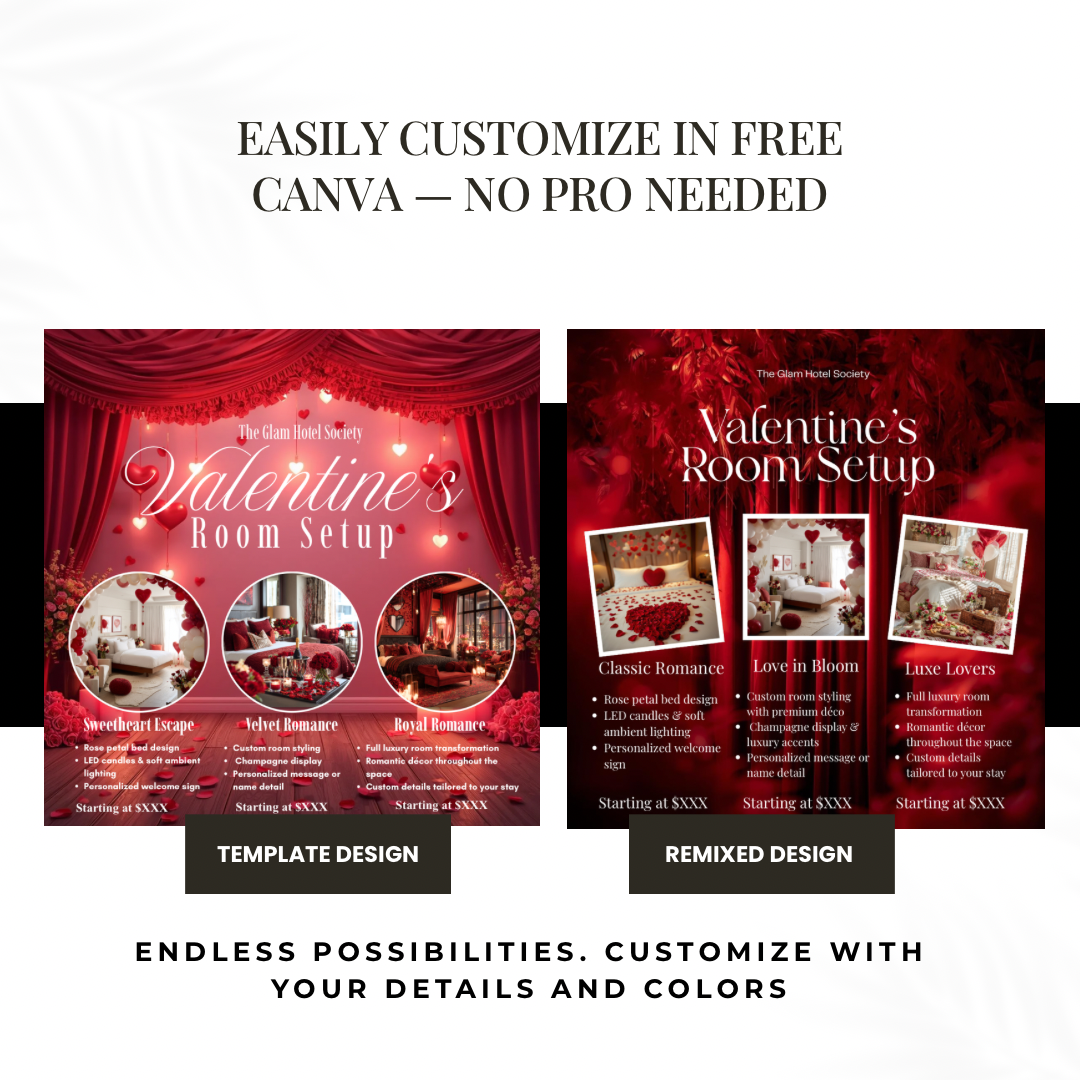Valentine’s Room Setup Instagram Flyer |  Sweetheart Glow Canva Template