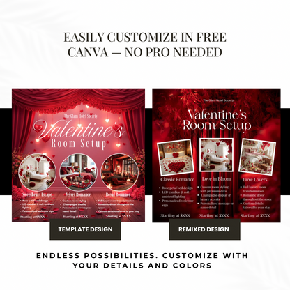 Valentine’s Room Setup Instagram Flyer |  Sweetheart Glow Canva Template