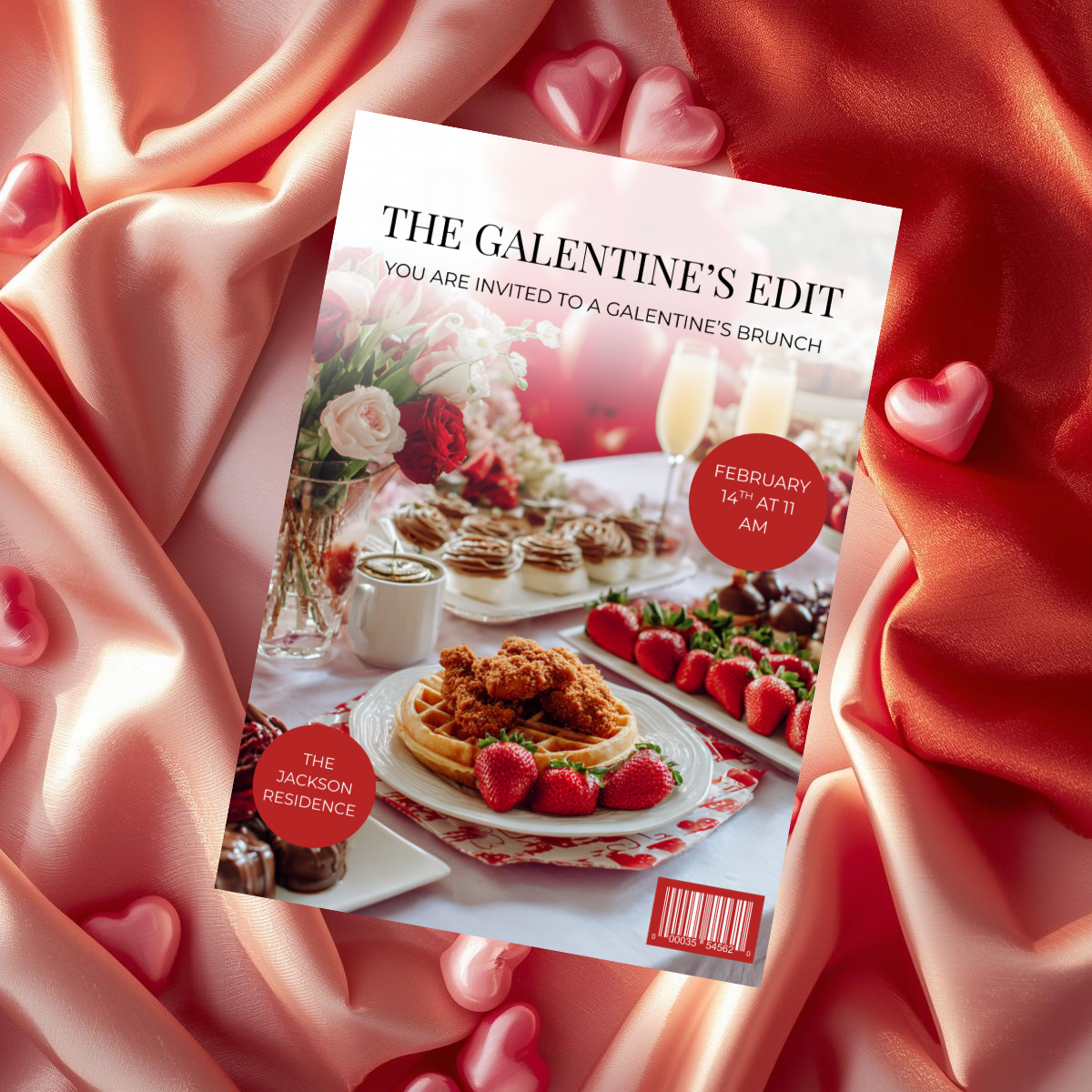 Magazine Style Galentine’s Brunch Invitation | Editable Canva Template