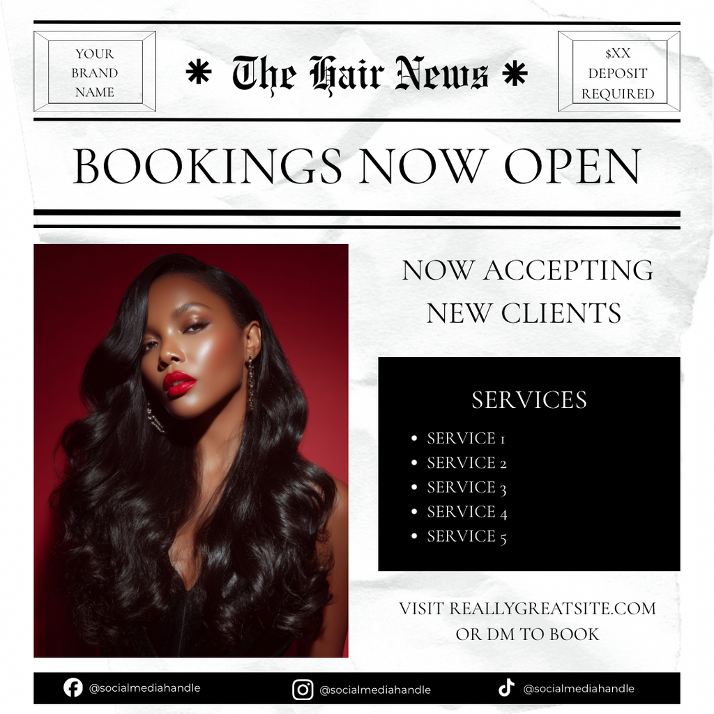 The Hair Booking Edit | Editable Canva Instagram Hair Flyer Templates