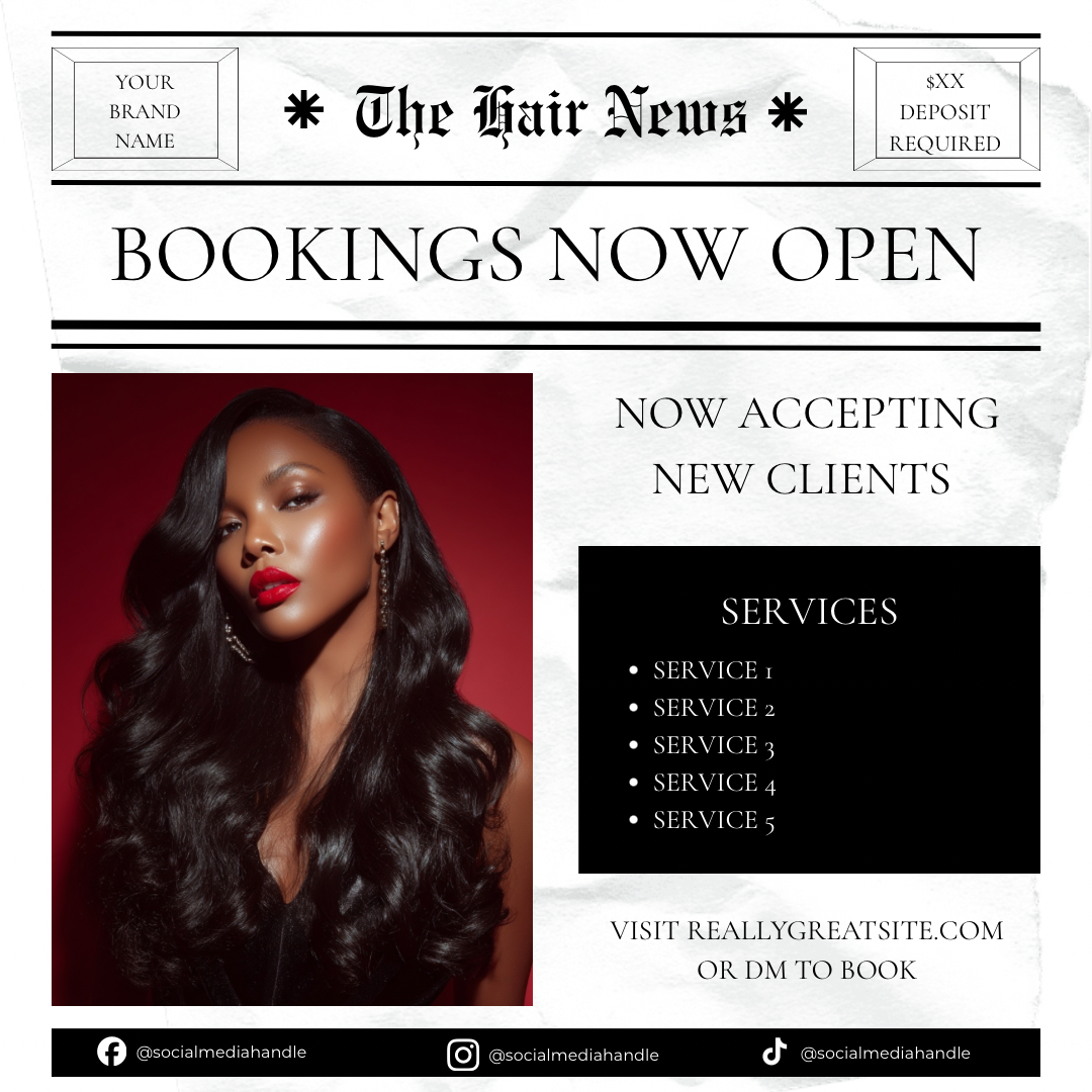 The Hair Booking Edit | Editable Canva Instagram Hair Flyer Templates