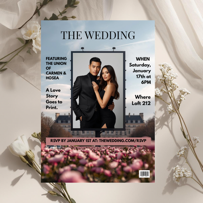 BILLBOARD LOVE STORY | EDITORIAL WEDDING INVITATION TEMPLATE
