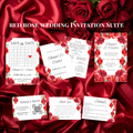Red Rose Wedding Invitation Suite Template | Romantic Floral Wedding Suite | Editable Canva Wedding Invitations | Printable Invite Set