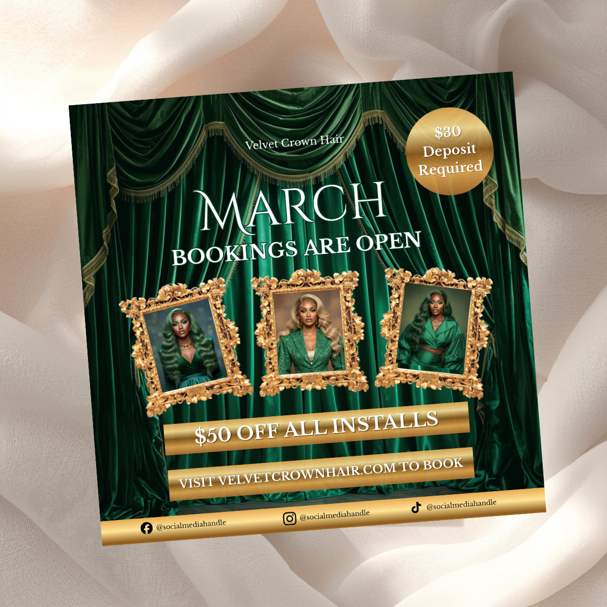 March Hair Stylist Booking Template | Editable Canva Instagram Flyer | Salon Promo Special