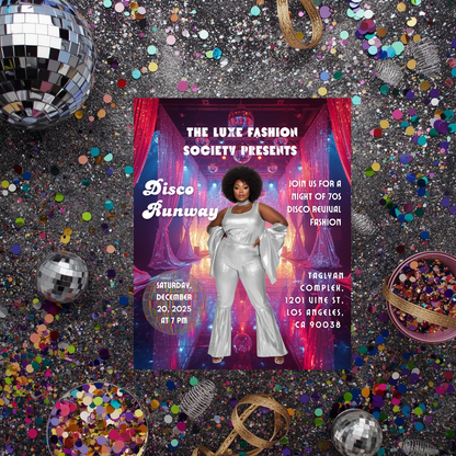 Disco Runway Flyer Canva Template | 70s Fashion Show Invitation | Retro Disco Party Flyer | Editable Event Flyer for Runway & Boutique Shows