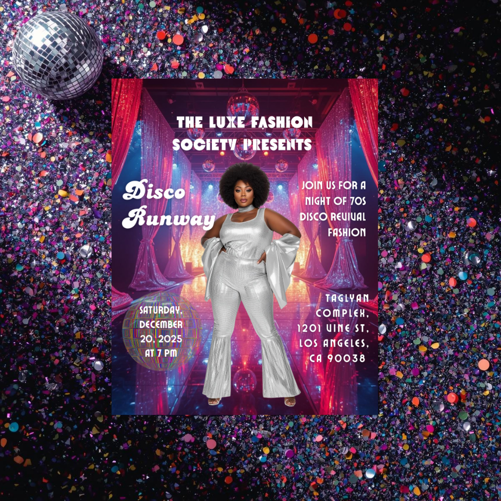 Disco Runway Flyer Canva Template | 70s Fashion Show Invitation | Retro Disco Party Flyer | Editable Event Flyer for Runway & Boutique Shows