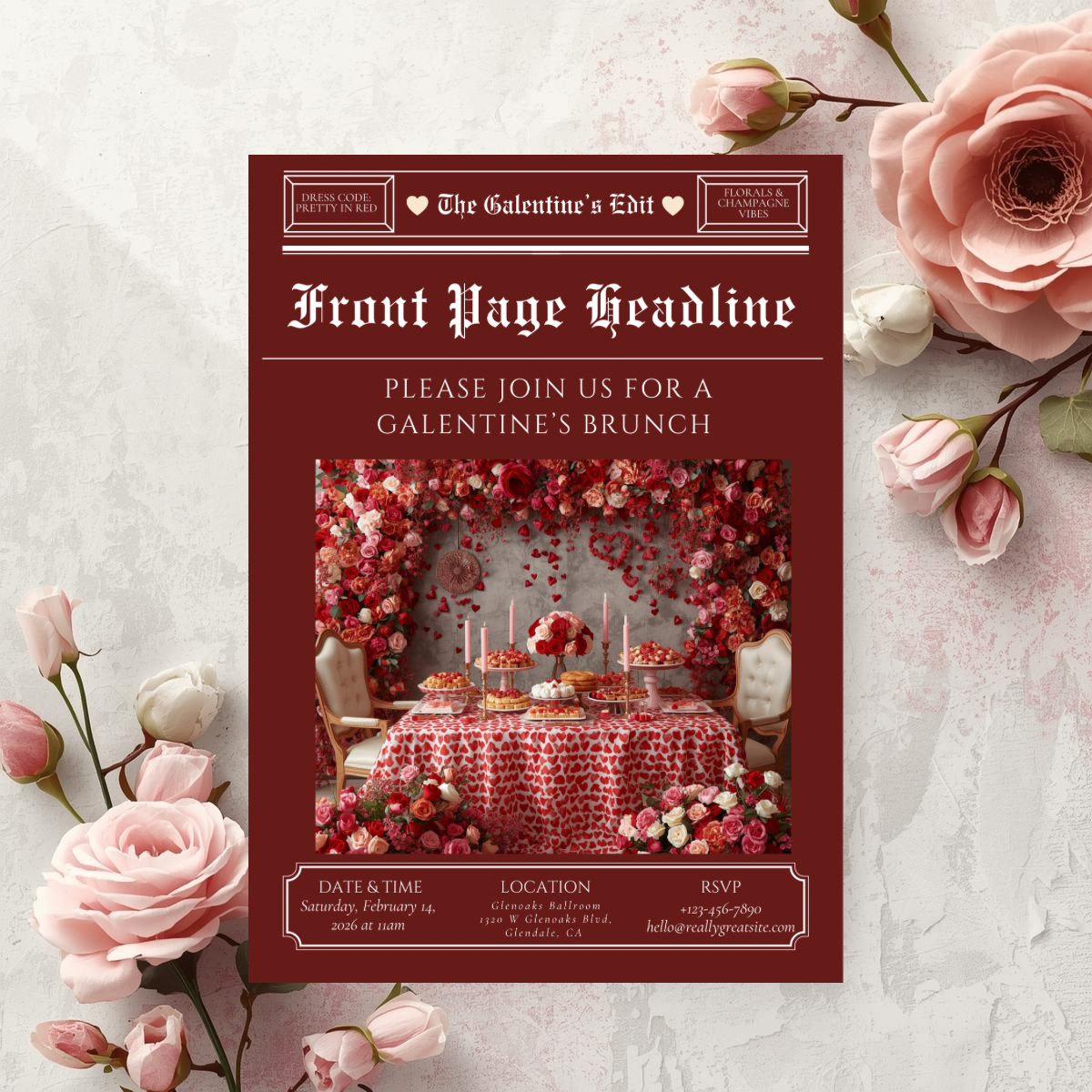 Galentine’s Brunch Invitation – Editable Canva Template