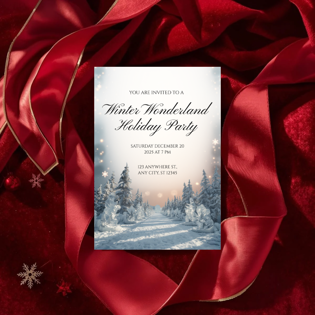 Winter Wonderland Invitation | Elegant Snowy Canva Template
