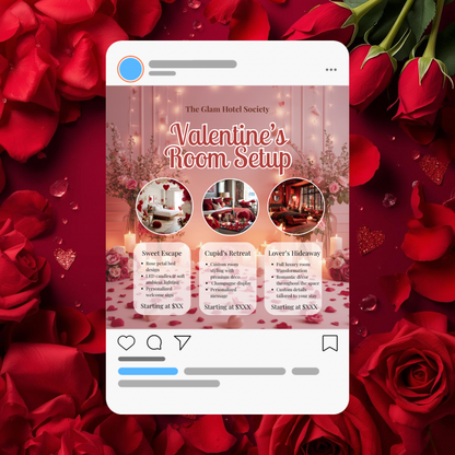 Valentine’s Room Setup Canva Template | Sweet Escape Romantic Room Decor Flyer | Valentine’s Day Promotion | Editable Canva Template
