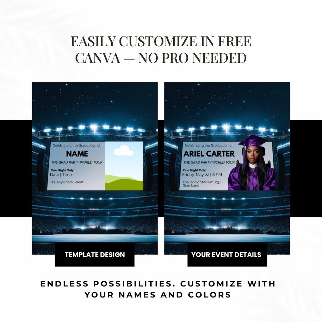 World Tour Graduation Party Invite | Semi-Custom Concert Poster Grad Flyer | Editable Class of 2026 Template | Superstar Senior Announcement