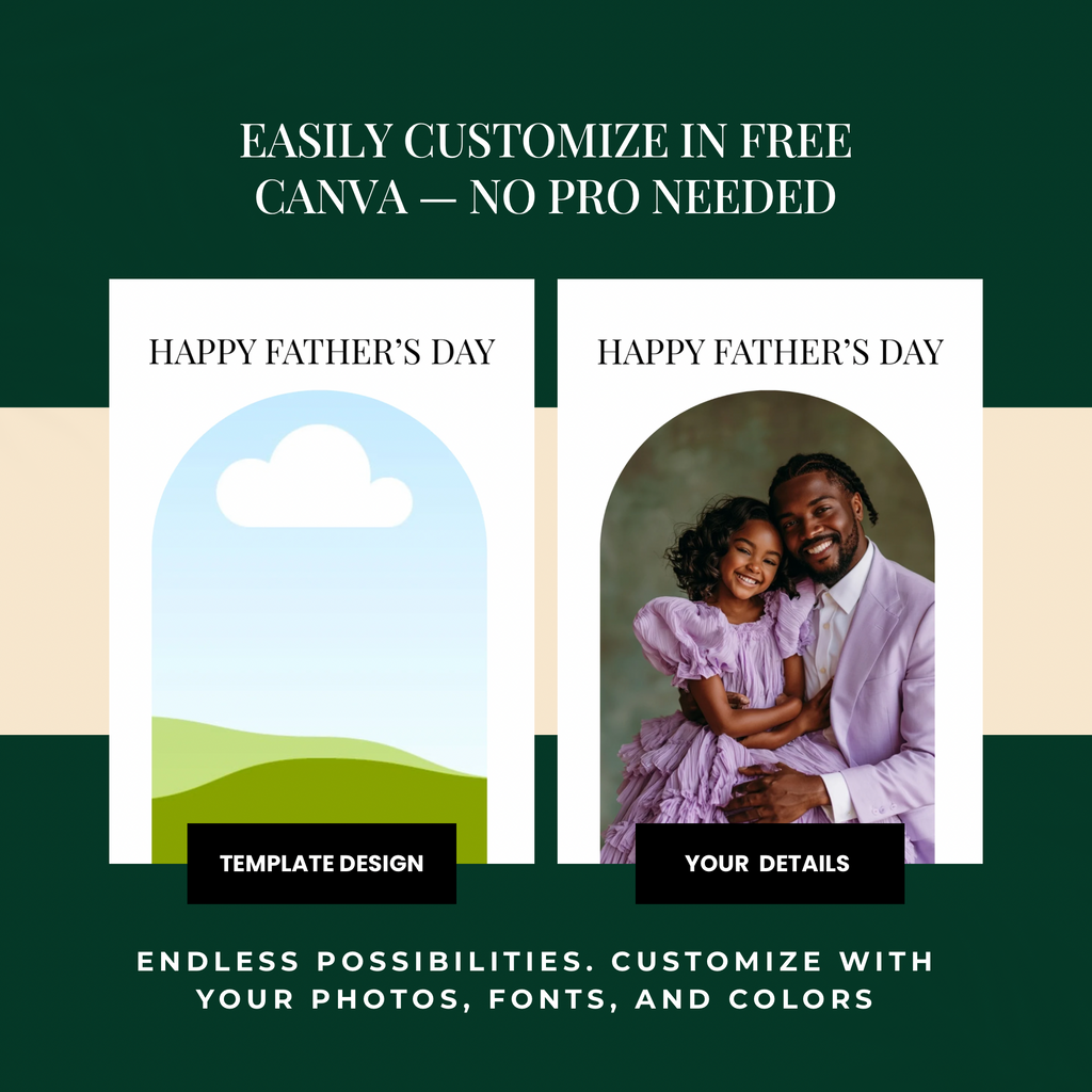 Photo Father’s Day Card Template | Canva editable | Front and back layout  | Instant download