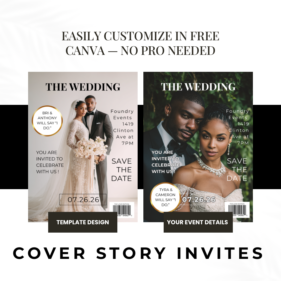 Cover Story Invites Bundle | Wedding, Graduation & Birthday Canva Templates
