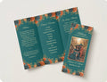 Editorial Burnt Orange & Teal Trifold Wedding Program Template