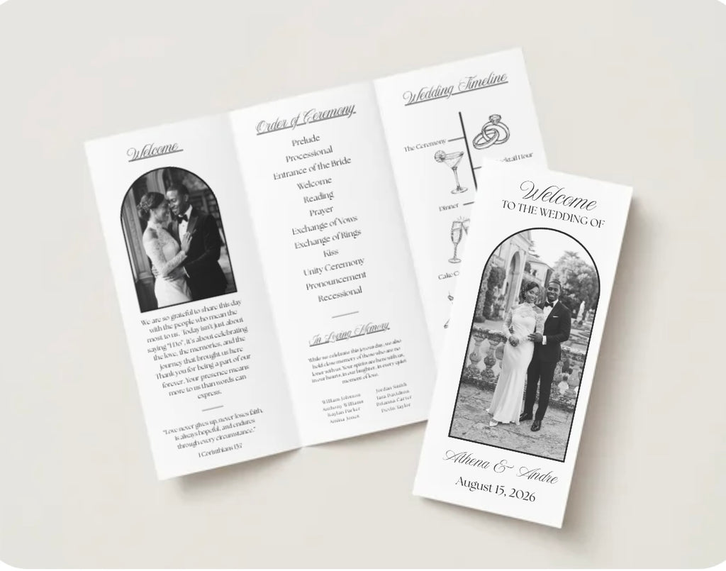 Editorial Tri-Fold Wedding Program | Fully Editable in Canva