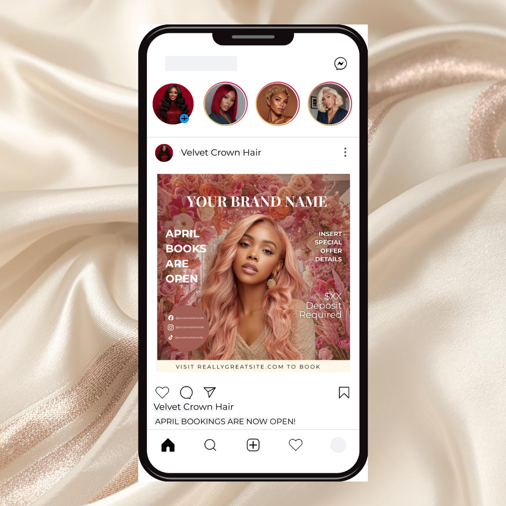 April Hair Stylist Booking Template | Editable Canva Instagram Flyer | Salon Promo Special