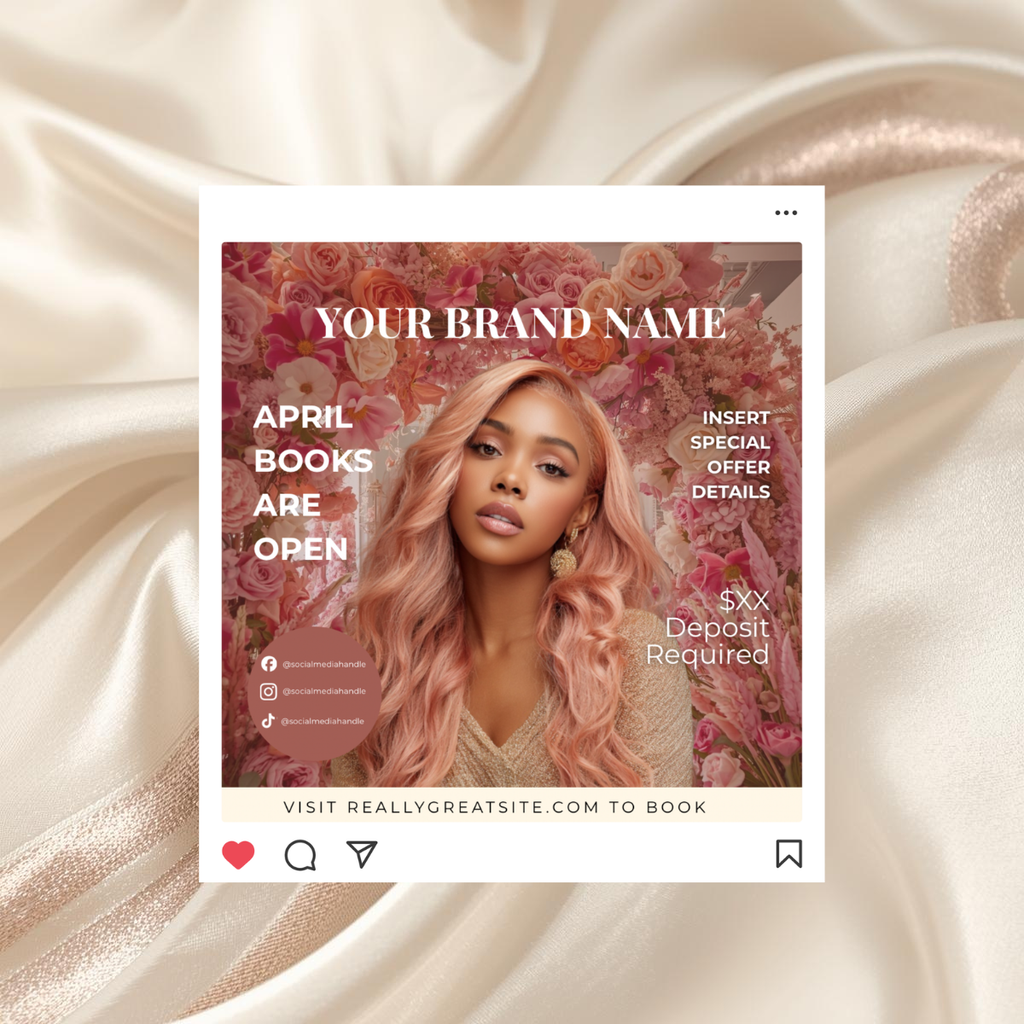 April Hair Stylist Booking Template | Editable Canva Instagram Flyer | Salon Promo Special