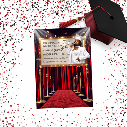 🎬 Red Carpet Premiere Graduation Invitation Template