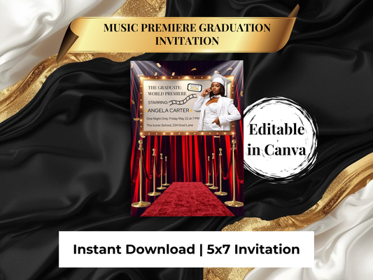 🎬 Red Carpet Premiere Graduation Invitation Template