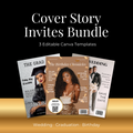 Cover Story Invites Bundle | Wedding, Graduation & Birthday Canva Templates
