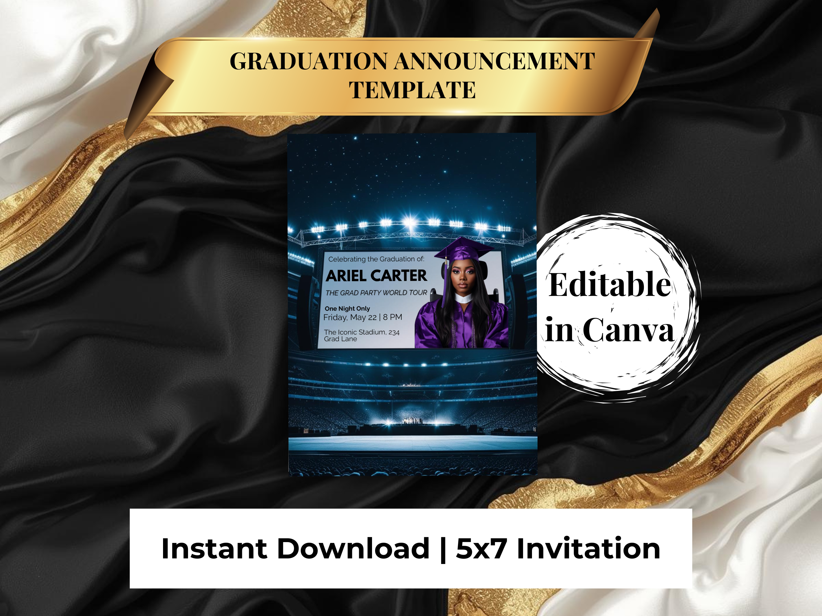 World Tour Graduation Party Invite | Semi-Custom Concert Poster Grad Flyer | Editable Class of 2026 Template | Superstar Senior Announcement