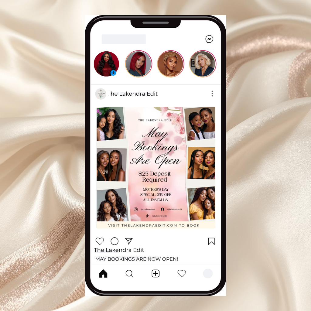 May Hair Stylist Booking Template | Editable Canva Instagram Flyer | Salon Promo Special