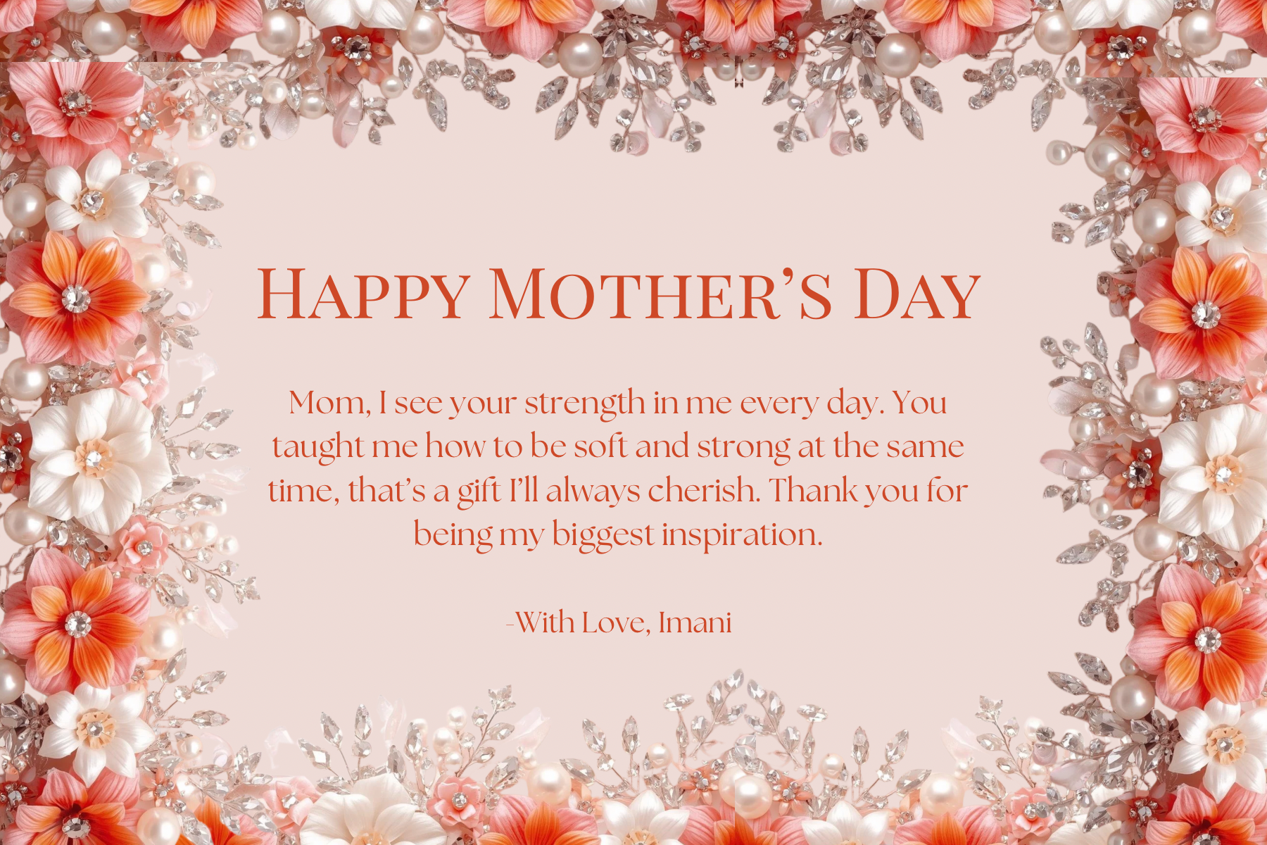 Jeweled Mother’s Day Card | Editable Canva Template | Digital Download