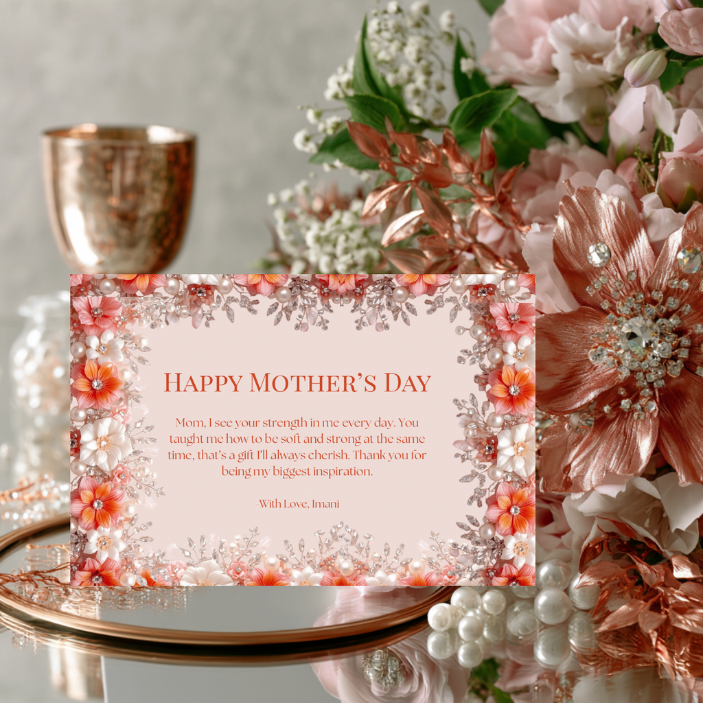 Jeweled Mother’s Day Card | Editable Canva Template | Digital Download